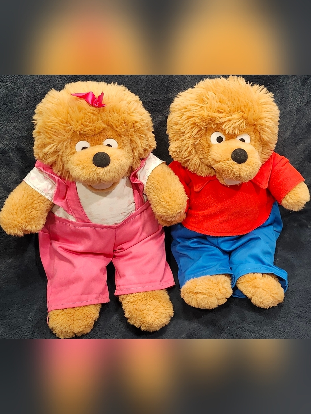 Vintage 1993 Brother & Sister Berenstain Bears Plush Dolls Toys 18in. Tall